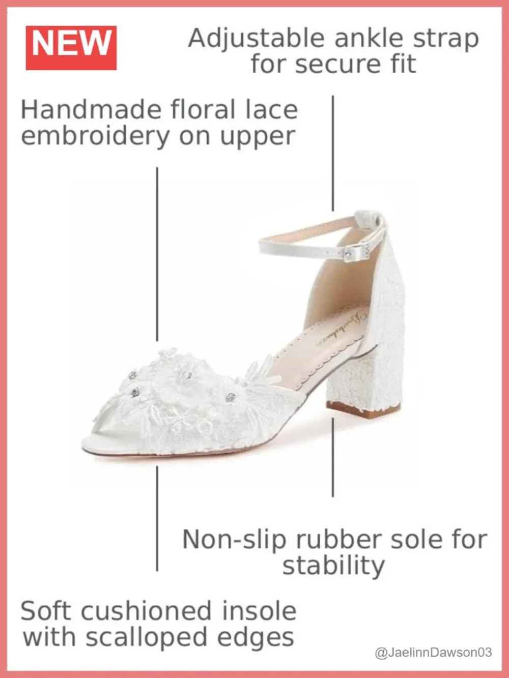 Lace Floral Peep Toe Block Heel Bridal Wedding Shoes Satin Ankle Strap Pumps